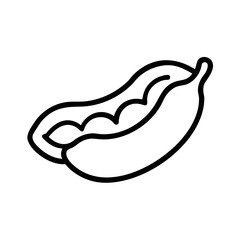 Fototapeta premium Pea Pod Icon – Line Art of Open Vegetable Pod with Beans Minimal Design