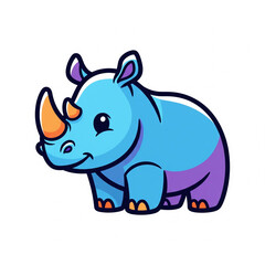 Cute Rhino Vector Icon - Colorful Cartoon Wildlife Illustration for Kids