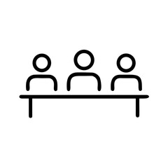 Meeting Table Icon – Line Art of Group Discussion with People Sitting