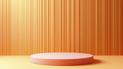 Minimalist studio setup with a round display platform against a textured backdrop