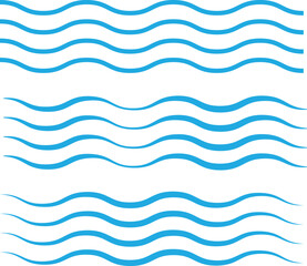 set of water waves vector illustration. set of four blue waves isolated on a white background