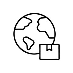 Obraz premium Global logistics concept with globe and package illustration 