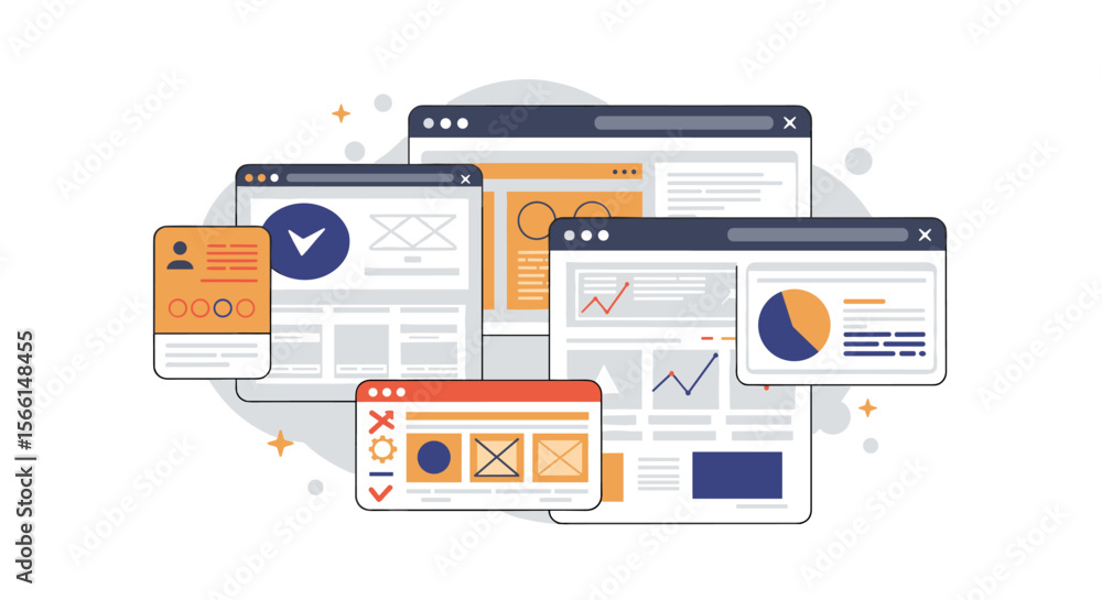 Poster web interface design elements vector illustration for ux and ui development