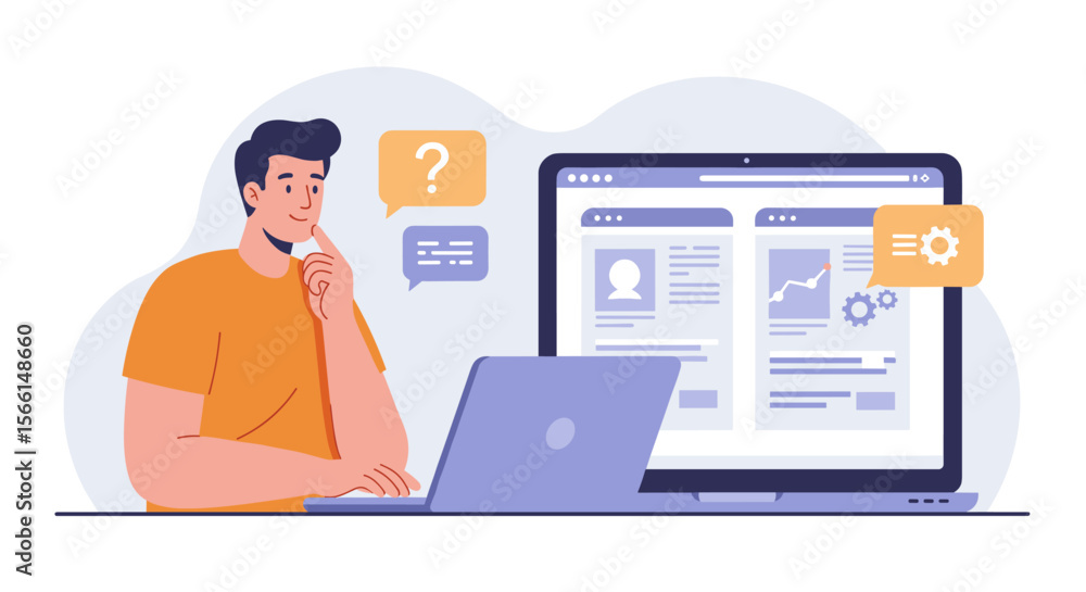 Poster business data analysis vector illustration in flat style for web design and development
