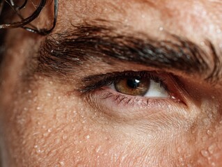 Closeup of a Sweaty Man's Focused Eye