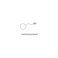 Cyclohexaneethanol skeletal structure. alcohol compound schematic illustration. Simple diagram, chemical formula.