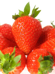 Fresh and juicy red strawberry on white background. Premium high quality organic product. Food...