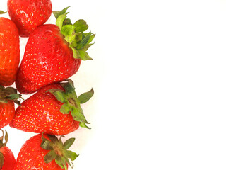 Fresh and juicy red strawberry on white background. Premium high quality organic product. Food...