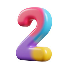 3D cool numbers with a transparent background 2