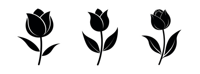 Tulip Vector Silhouette, Tulip Flower, Minimal Smooth Vector Icon for Logo, Print, and Decoration