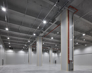 Interior of a large empty warehouse