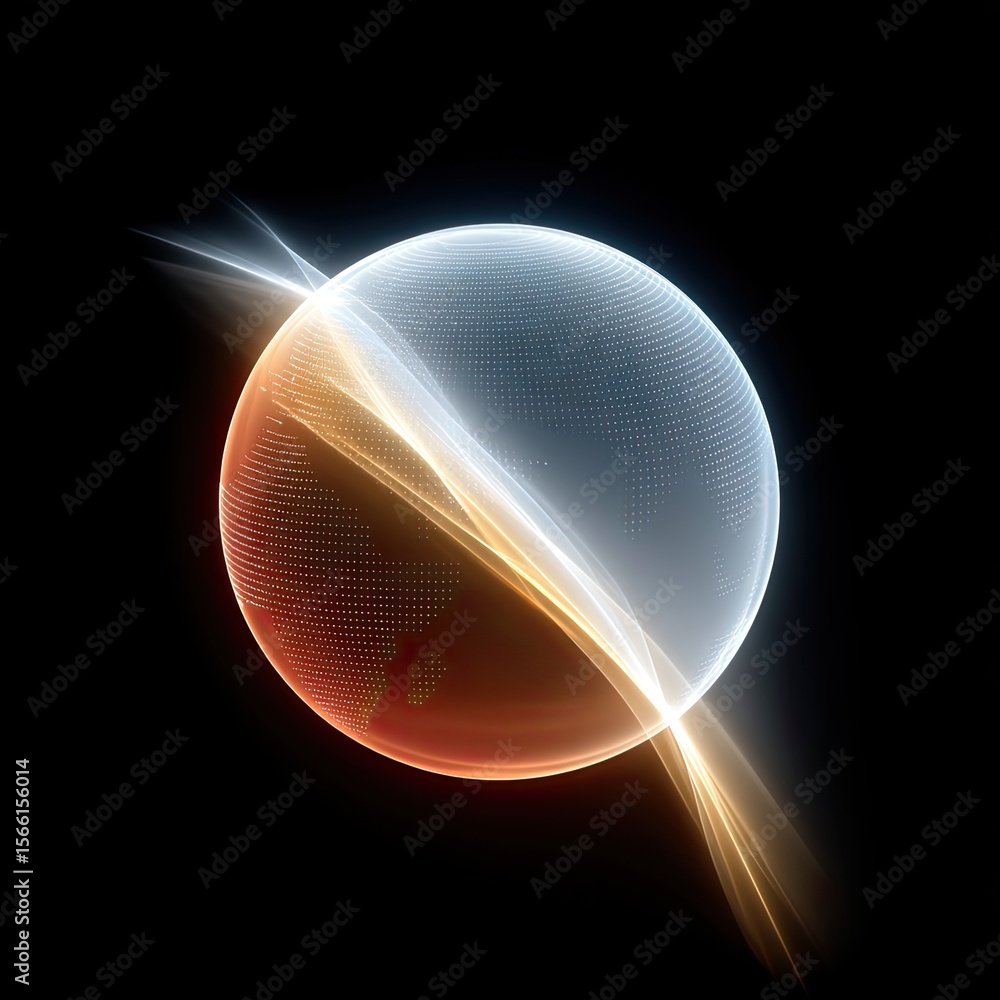 Poster digital intelligence planet visualization glowing sphere abstract technology