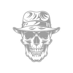 Ilustration of Skull with Fedora Hat