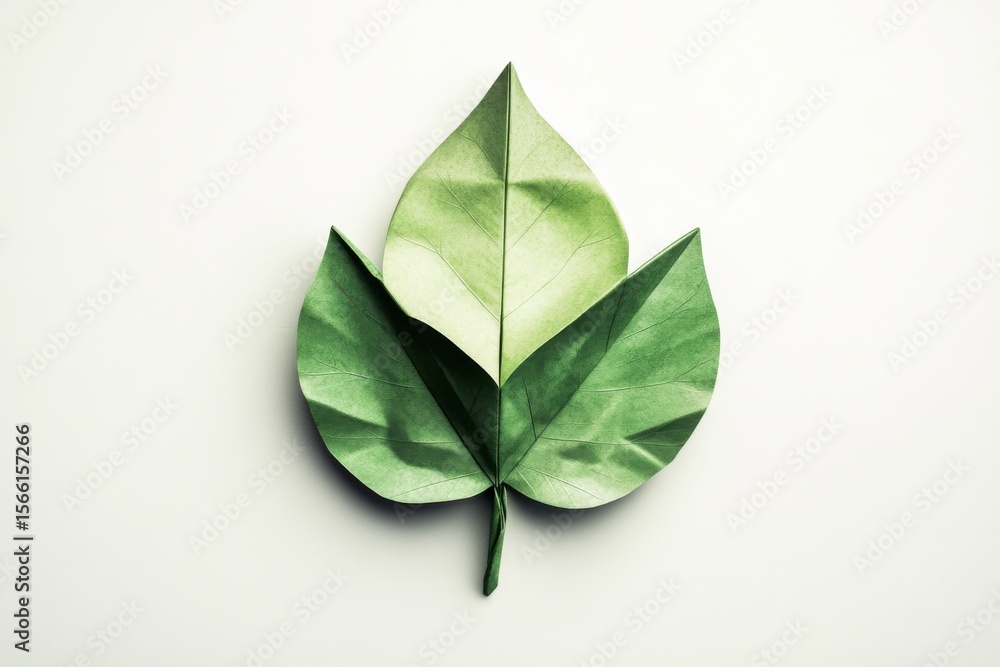 Fototapete conceptual leaf folding design with natural green tones and modern visual balance, designed for bran