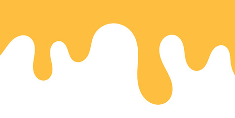 Dripping sweet yellow honey, isolated melting maple syrup. Vector golden organic sticky oil or juice liquid with drops. Flowing droplets of nectar