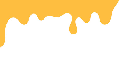 Dripping sweet yellow honey, isolated melting maple syrup. Vector golden organic sticky oil or juice liquid with drops. Flowing droplets of nectar