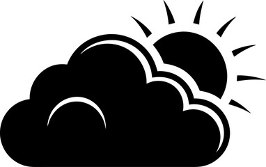 Monochrome Weather Icon for Partly Cloudy Skies