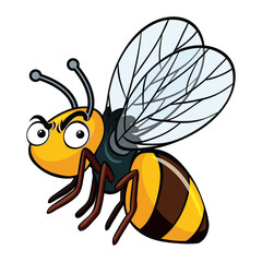 set cartoon bee character with flower honey barrel hive honeycomb vector design