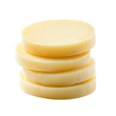 Stack of yellow wax melts for aromatherapy and home fragrance products close up view