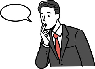 Man thinking illustration businessman in suit with speech bubble concept for business presentation
