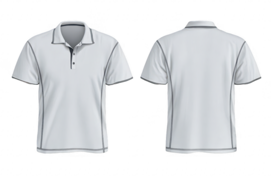 Blank white polo shirt, front and back views (36)