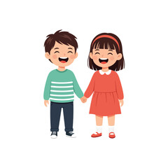 Obraz premium girl and boy vector cartoon illustration