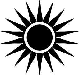 Sun with Rays Icon Black and White Vector