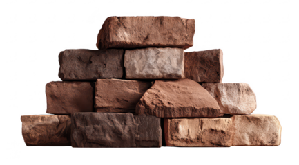 Stacked rustic bricks in various shades of brown