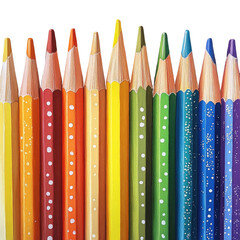 Colorful pencils art supplies drawing tools artist materials rainbow colors close up view