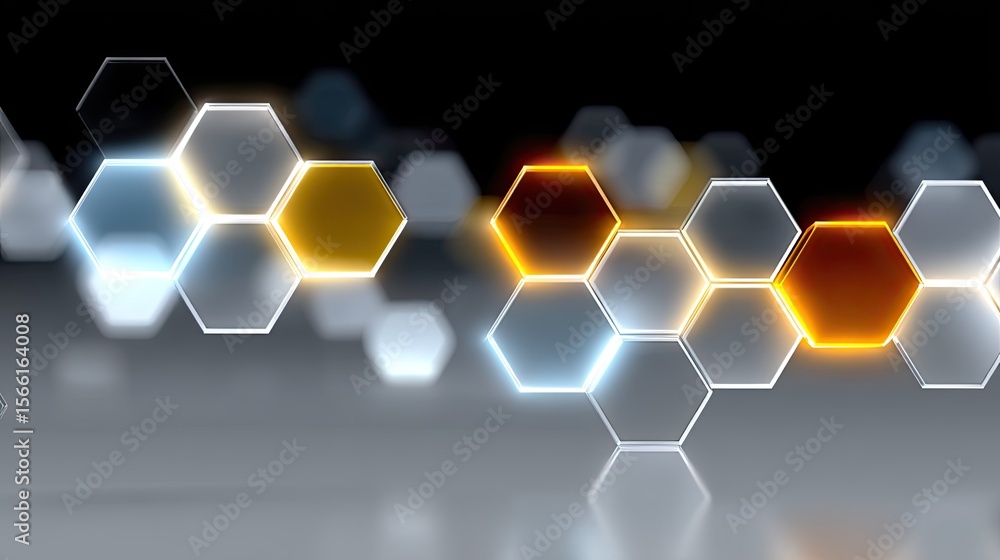 Aufkleber glowing hexagon network abstract background