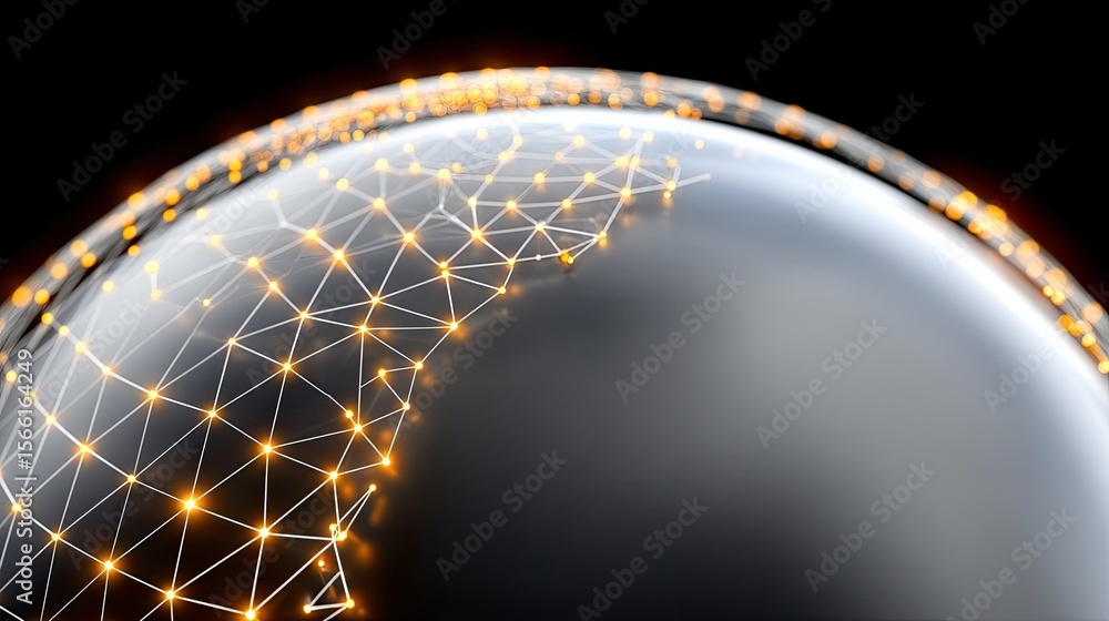 Poster glowing network globe digital structure