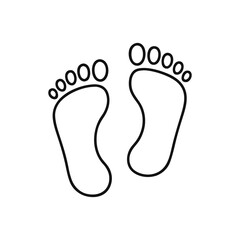 Outlined Footprints Illustrate Barefoot Impression Symbolic of Childhood Adventure and Innocence Expressing Journey and Playfulness on White Background