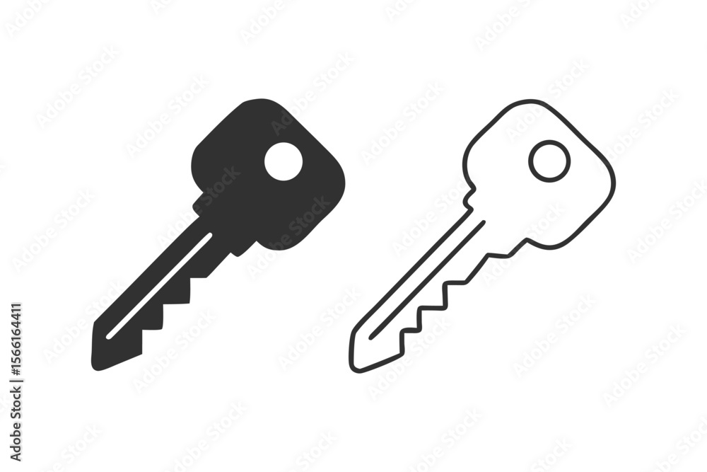 Poster monochrome key illustrations security and access in simplicity two stylized keys embodying safety