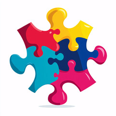 Obraz premium Glossy multicolored jigsaw puzzle pieces interlocked in a single piece, symbolizing teamwork, creativity, and unity 
