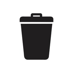 Simple Black and White Illustration of a Closed Trash Can Graphic, Clean and Modern Design Style Iconography