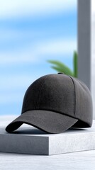 Black and Gold Textured Baseball Cap Mockup
