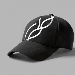 Black Baseball Cap with White Abstract Design Mockup