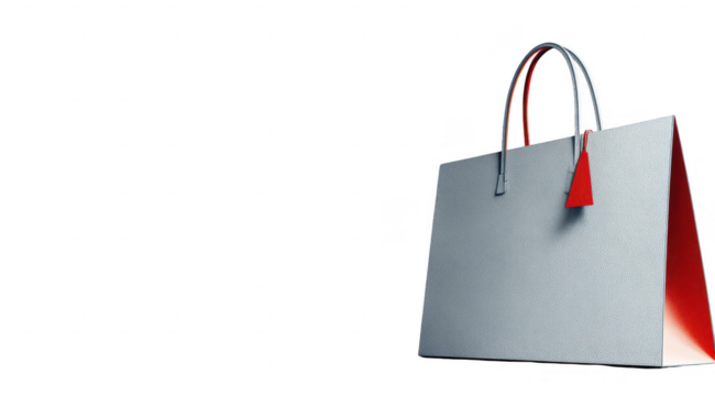Light gray tote bag with red accents