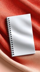 Blank White Spiral Notebook Mockup on Peach Pastel Background
