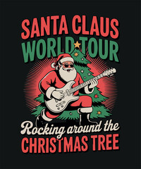 Santa claus world tour rocking around the christmas tree