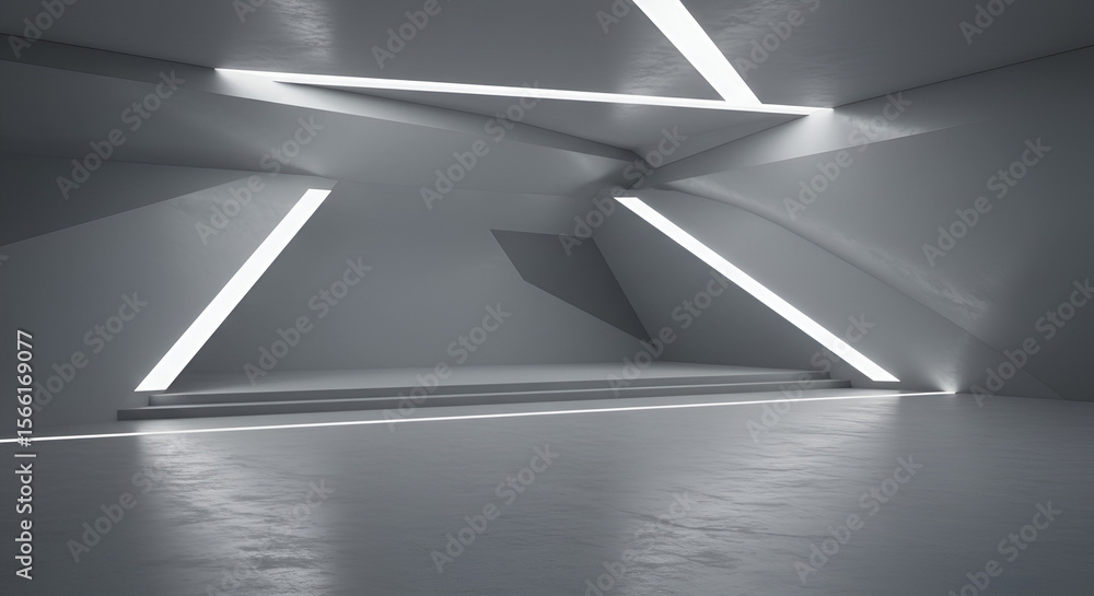 Poster abstract illuminated space with geometric design and modern architecture features