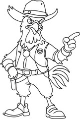 Fototapeta premium Cowboy Rooster Clipart, Funny Rooster , Cowboy Chicken, Rooster in a Hat, Western Chicken, Country Rooster, Chicken Sublimation, Crazy