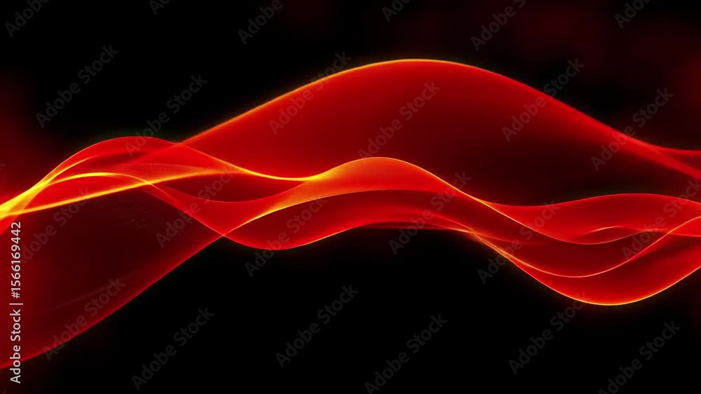 Poster curved red wave patterns glide elegantly across a black background creating a sense of fluid movemen