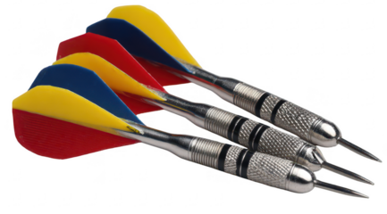 Three colorful darts angled forward