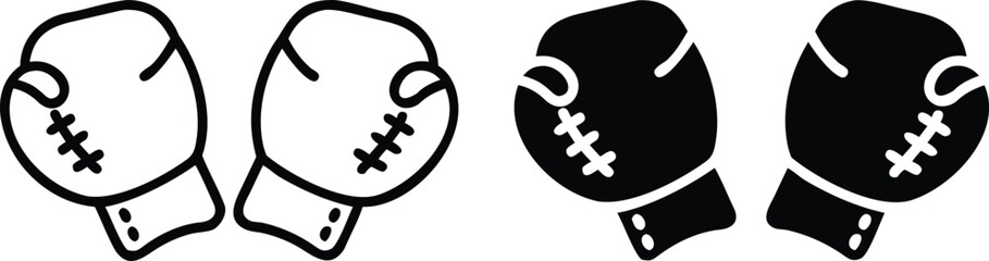 Boxing Gloves Icon Black and White Vector for Sports Training Equipment Design