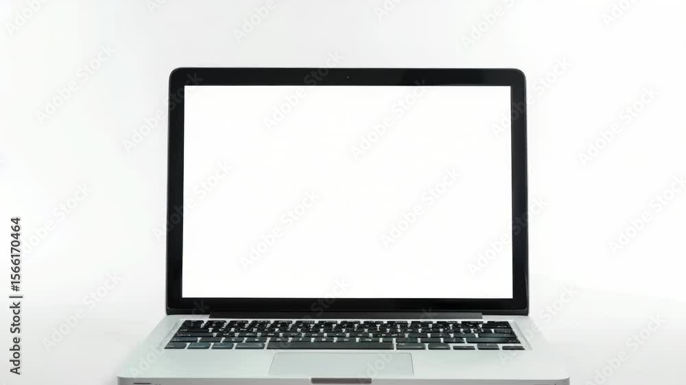 Poster A person's laptop computer is left open on a table, ready for use