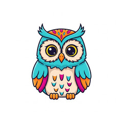 Cute Owl Vector Icon - Colorful Cartoon Bird Illustration for Kids Design