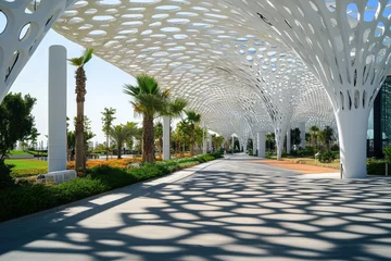 Wandcirkels Abu Dhabi Yas Island promenade offers sunny strolls in Abu Dhabi with unique architectural design, Yas island on a sunny day in Abu Dhabi  © Iftikhar alam