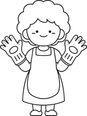 a woman in rubber gloves