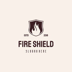 Fire Shield logo hipster retro vintage vector template